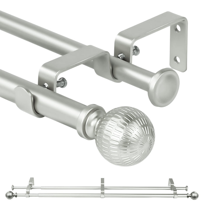 Urbanest 5-8" Telescoping Double Curtain Rods with Ball Finials, Window Drapery Rod