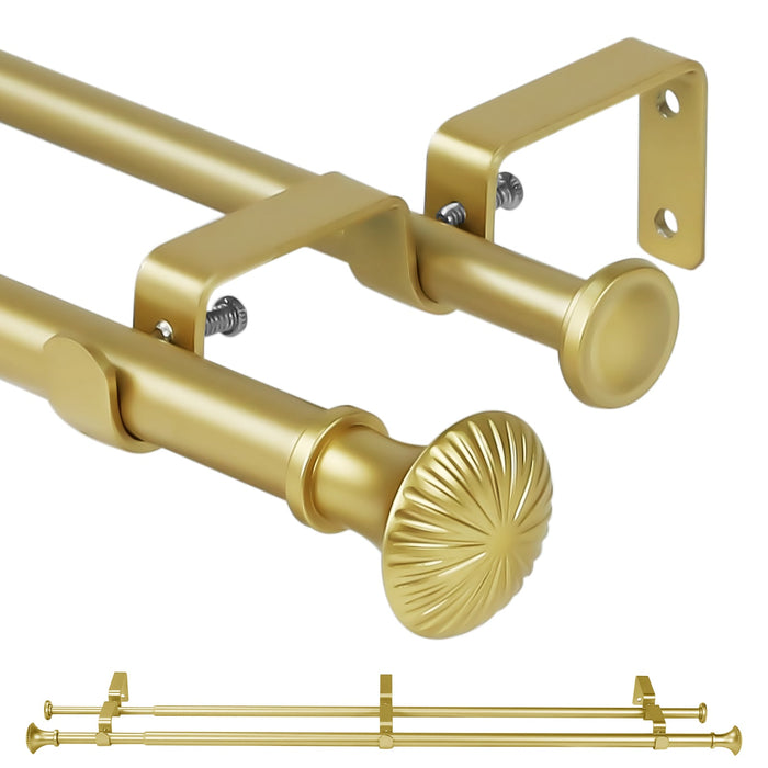 Urbanest 5-8" Telescoping Double Curtain Rods with Trumpet Finials, 5-8" Front and 1-2" Back Double Window Drapery Rod