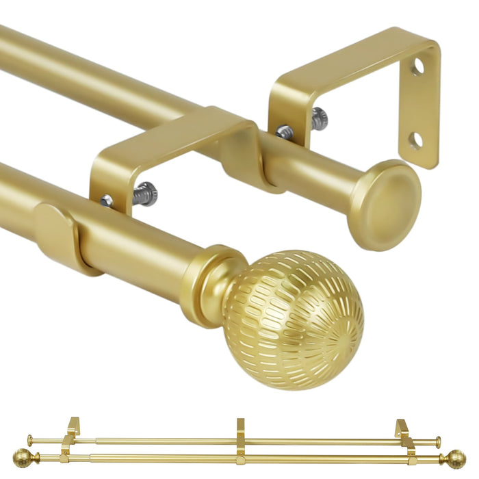 Urbanest 5-8" Telescoping Double Curtain Rods with Ball Finials, Window Drapery Rod