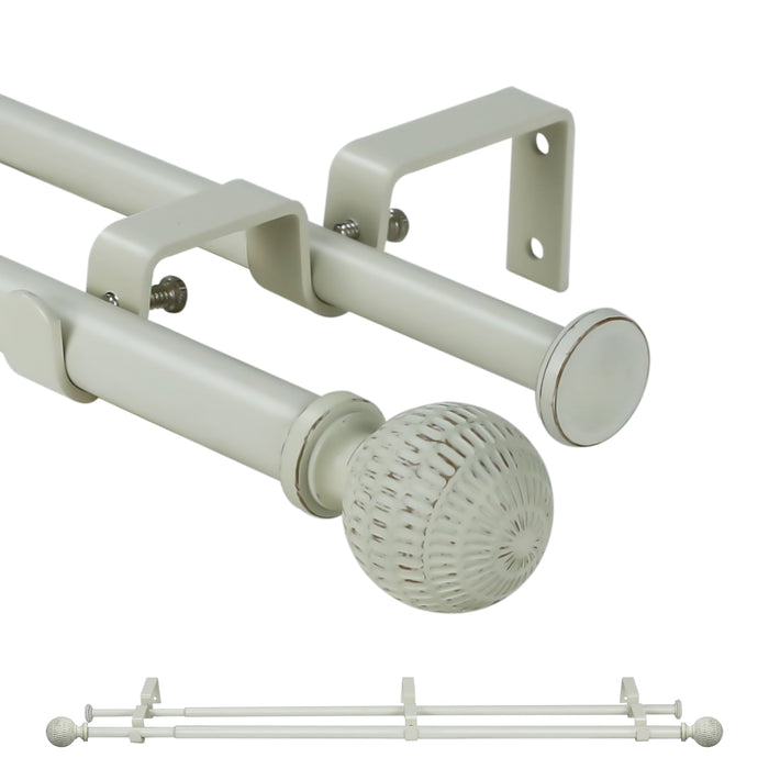 Urbanest 5-8" Telescoping Double Curtain Rods with Ball Finials, Window Drapery Rod