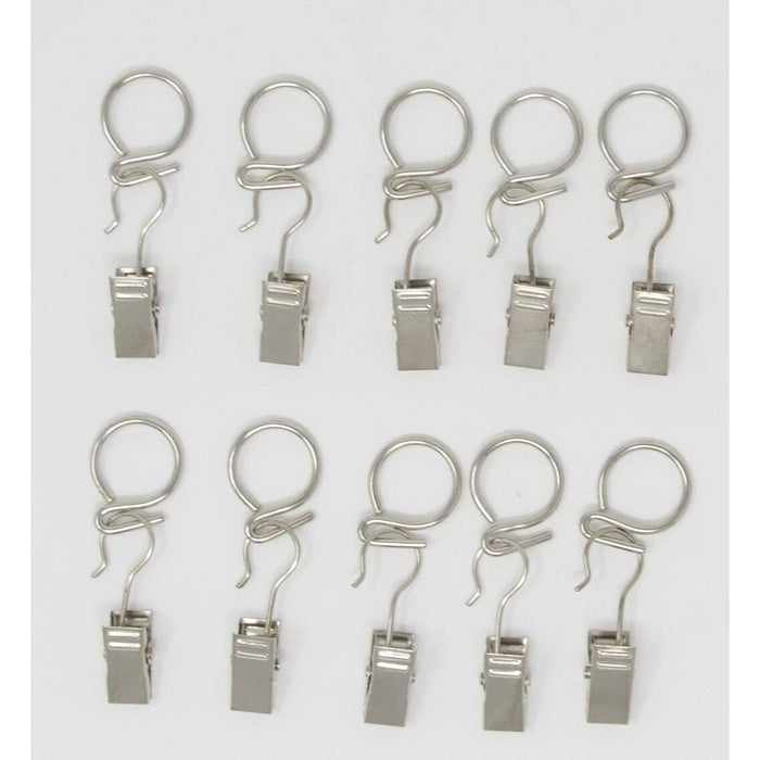 S Hook Rings with Clips for 1/2-inch Cafe Rod, Set of 10