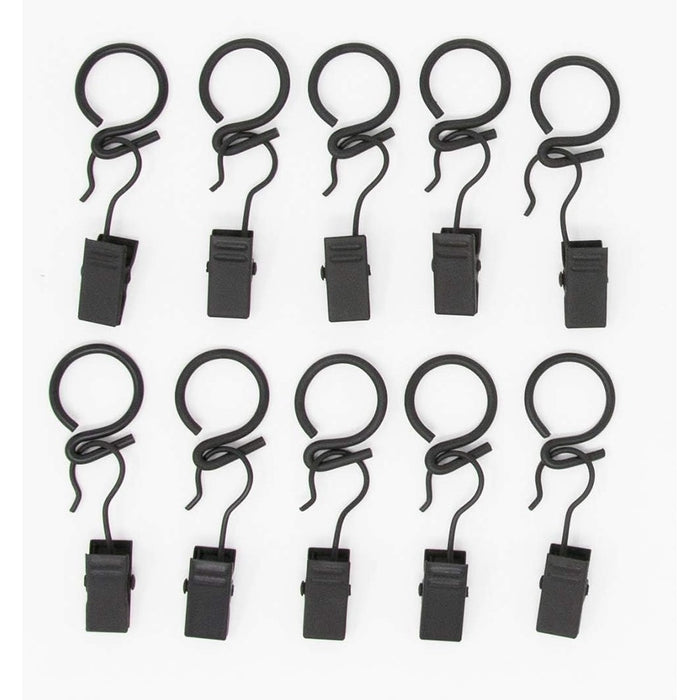 S Hook Rings with Clips for 1/2-inch Cafe Rod, Set of 10
