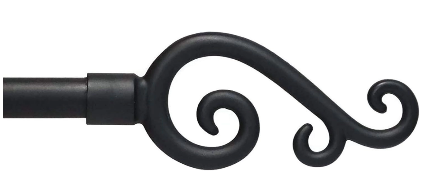 Urbanest Adjustable Scroll Finial Curtain Drapery Rod Set, 5-8-inch