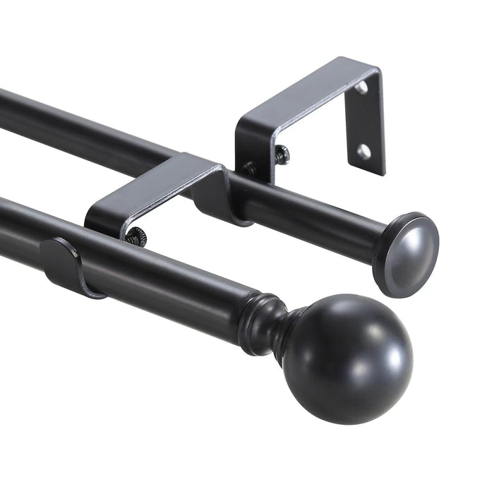 Urbanest Ball Adjustable Double Drapery Curtain Rod Set, 5-8"