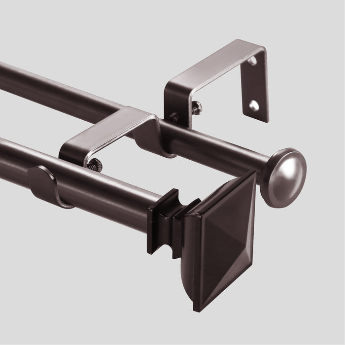 Urbanest Square Urn Adjustable Double Drapery Curtain Rod Set, 5-8"