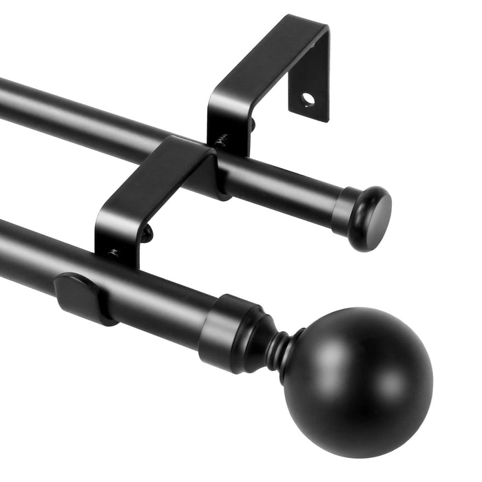 Urbanest Steel Ball Flat Button 1-inch 5-8 inch Double Drapery Curtain Window Rod Set