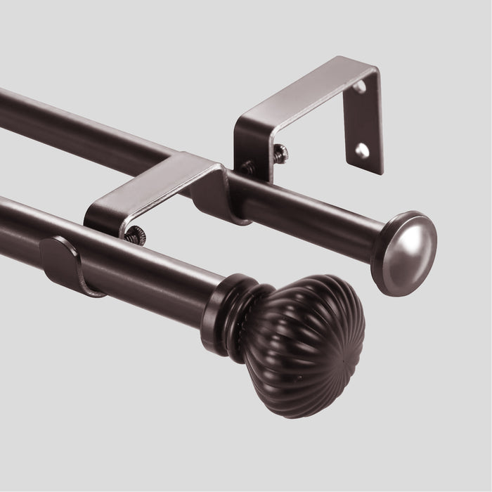 Urbanest Fluted Ball Adjustable Double Drapery Curtain Rod Set, 5-8"