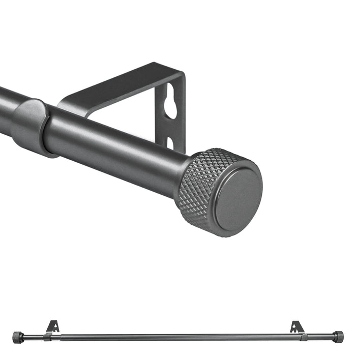 Urbanest 5/8" Diameter Adjustable Single Drapery Curtain Rod Set with Maniglia Finials, 28"-48"/48"-84"/84"-120", Gun Metal, Pewter, Matte Gold