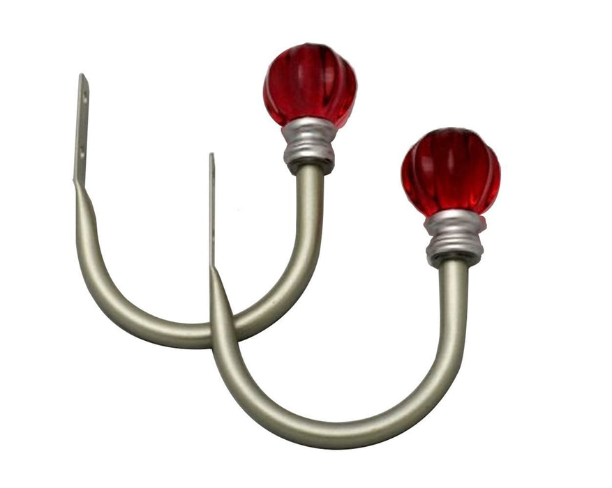 Fluted Fuchsia Ball Drapery Holdbacks, Set of 2, Pewter