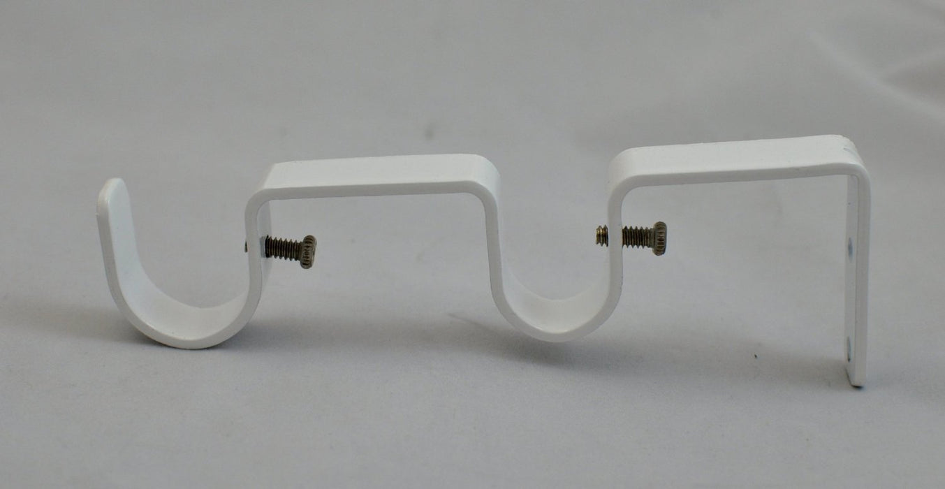 Set of 2 Double Curtain Rod Bracket for 1" and 3/4" Rod, Glossy White