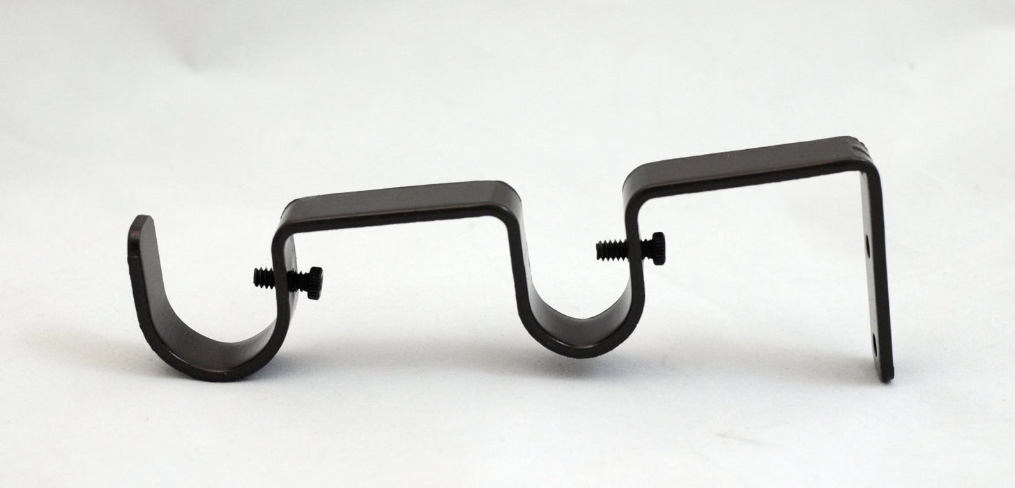 Set of 2 Double Curtain Rod Bracket for 1" and 3/4" Rod, Bronze