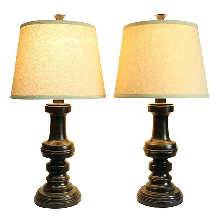 Set of 2 Lafayette Table Lamps, Distressed Black Finish