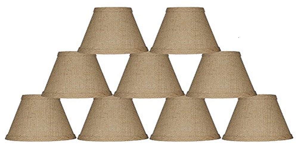 Urbanest 1100328d Chandelier Lamp Shade 6-inch, Hardback, Clip On, Burlap(set of 9)