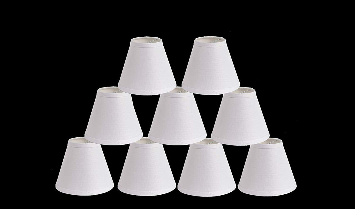 Urbanest Pure Linen Chandelier Lamp Shades, 6-inch, Hardback Clip On, White(set of 9)