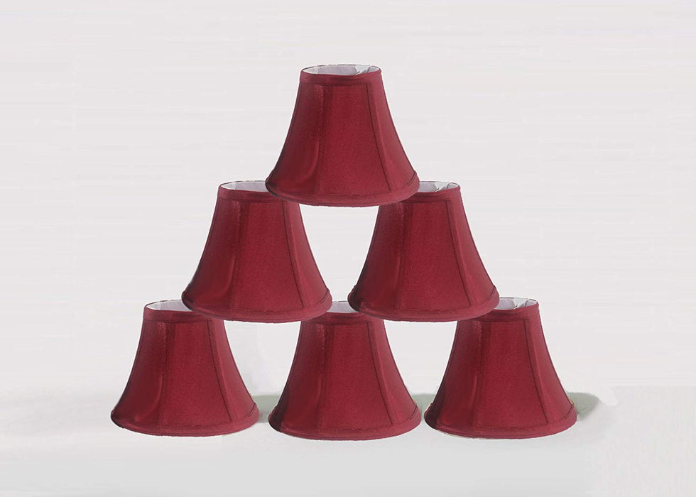 Urbanest 1100630c Chandelier Lamp Shades 6-inch, Bell, Clip On, Burgundy (Set of 6)