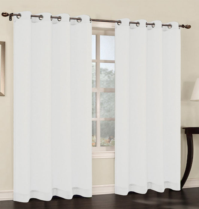 Set of 2 Faux Linen Sheer Curtain Panel with Grommets - 6 Colors