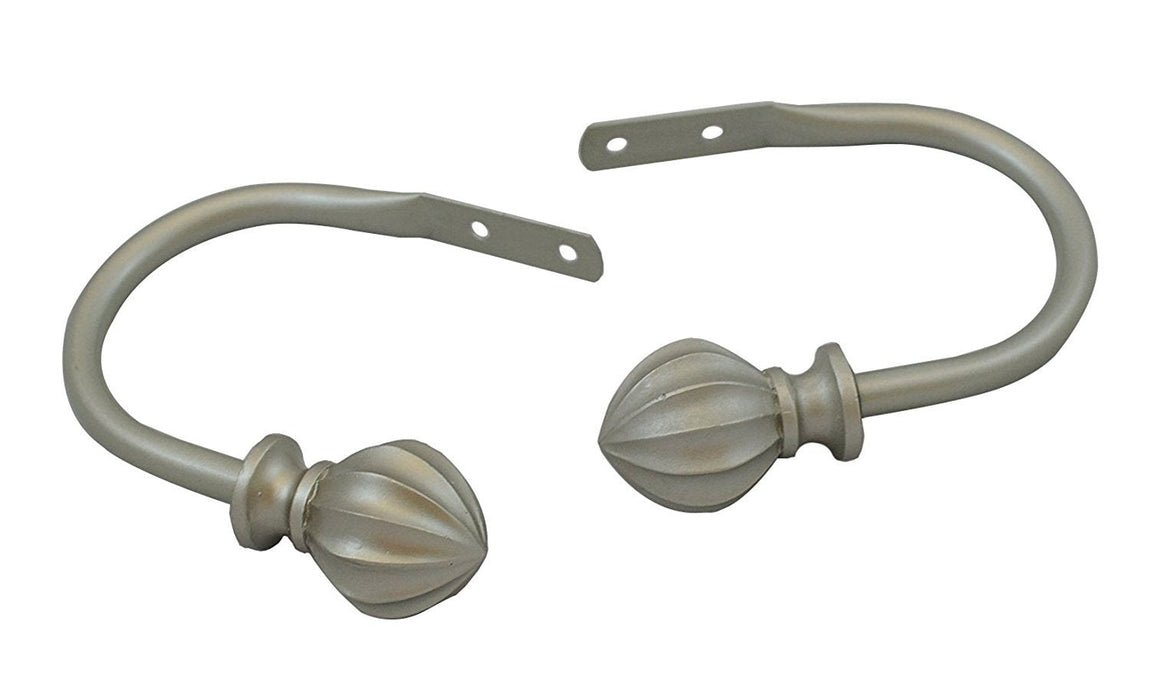 Tulip Drapery Holdbacks, Set of 2, Pewter