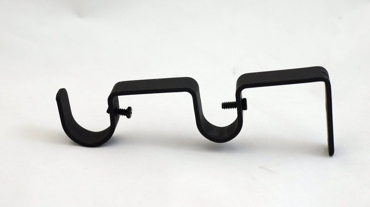 Set of 2 Double Curtain Rod Bracket for 1" and 3/4" Rod, Black