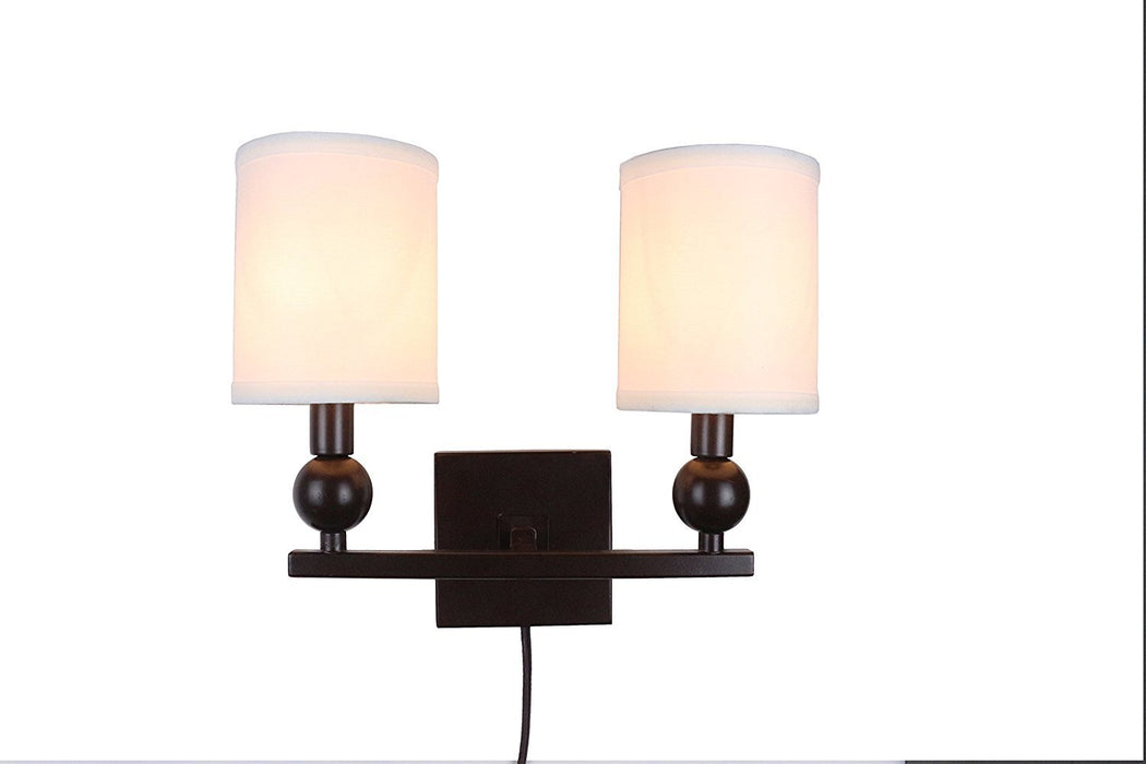Zio Double Bulb Cord Wall Sconce with Off White Linen Shades
