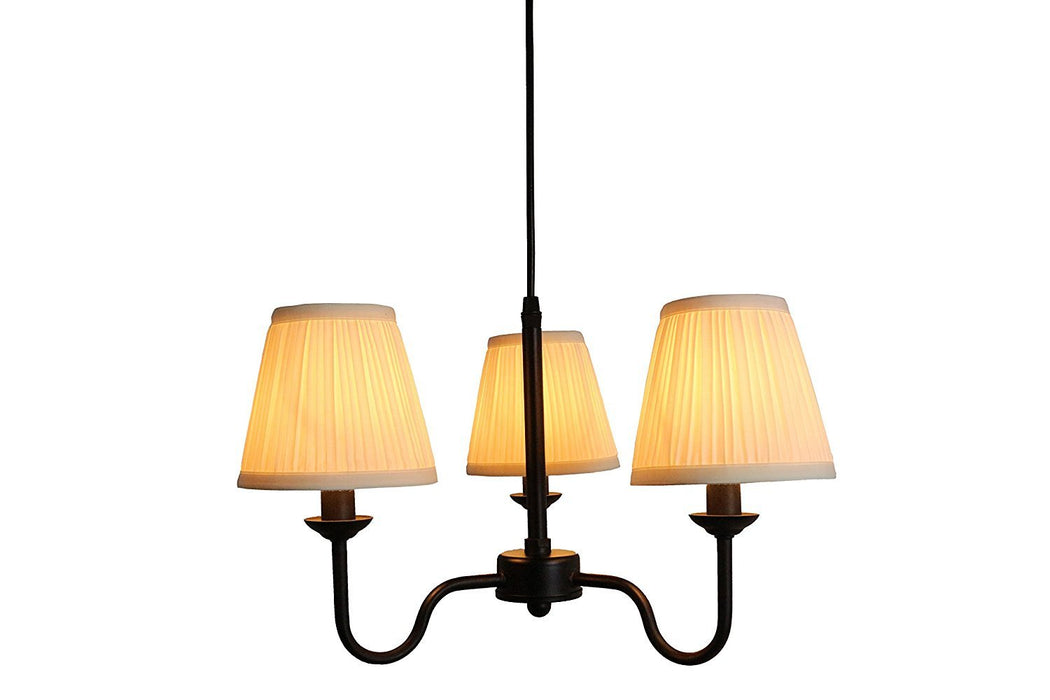 Portable Shire 3-Light Chandelier with Eggshell Mushroom Pleated Shades