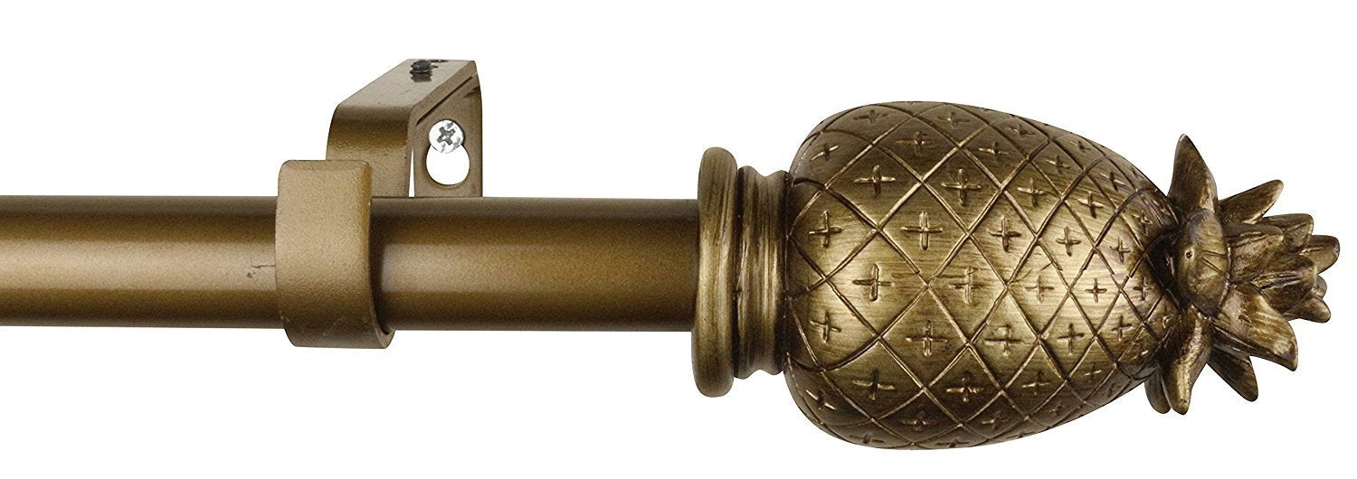 Urbanest 1-inch Diameter Pineapple Adjustable Single Drapery Curtain Rod - 4 Finishes