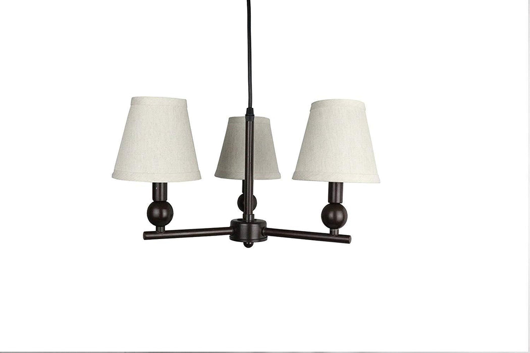 Portable Zio 3-Light Chandelier with Oatmeal Linen Shades