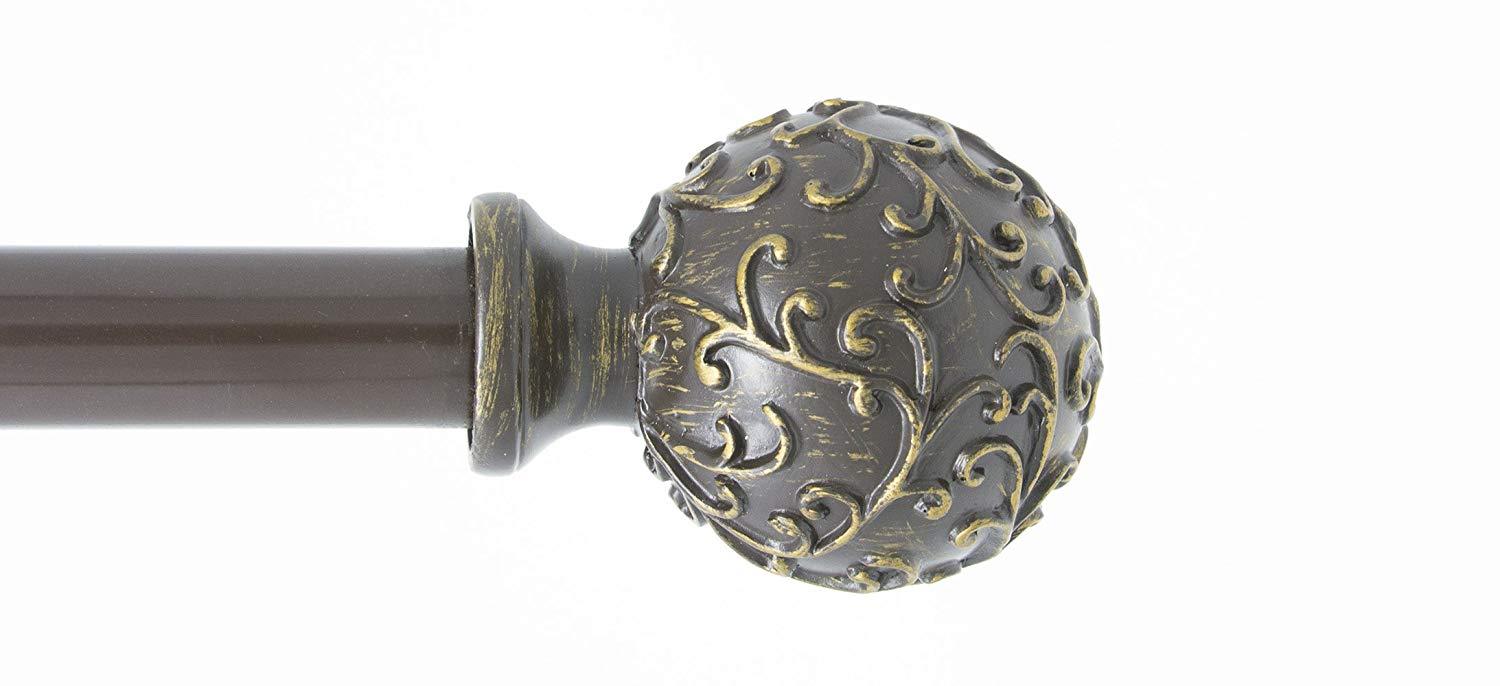 Urbanest 1-inch Diameter Scroll Ball Adjustable Single Drapery Curtain Rod