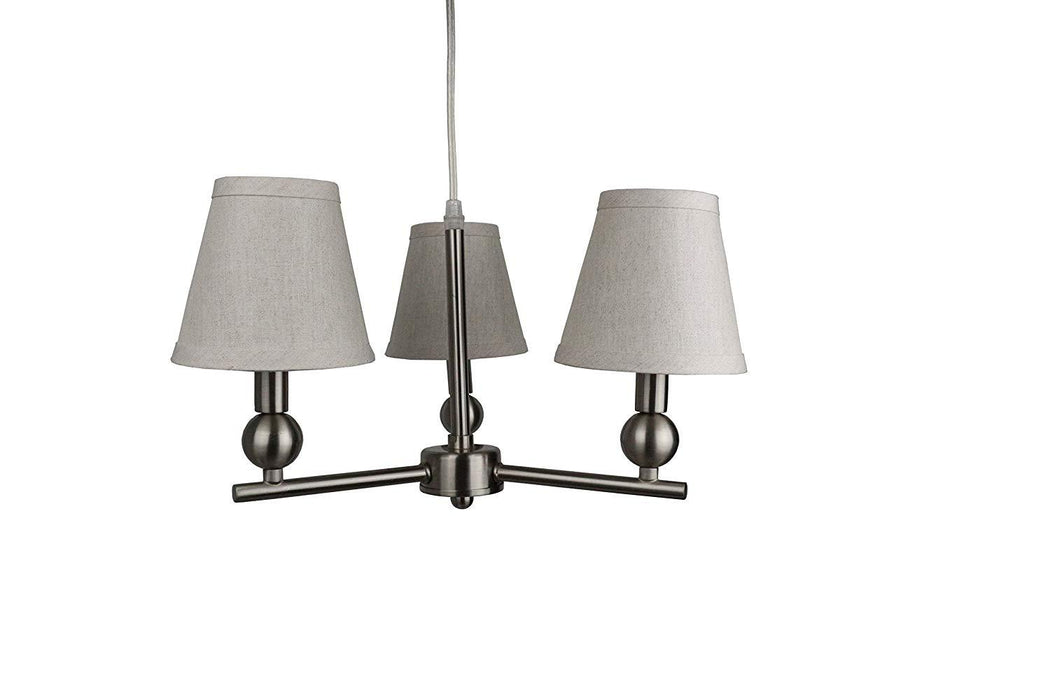 Portable Zio 3-Light Chandelier with Oatmeal Linen Shades