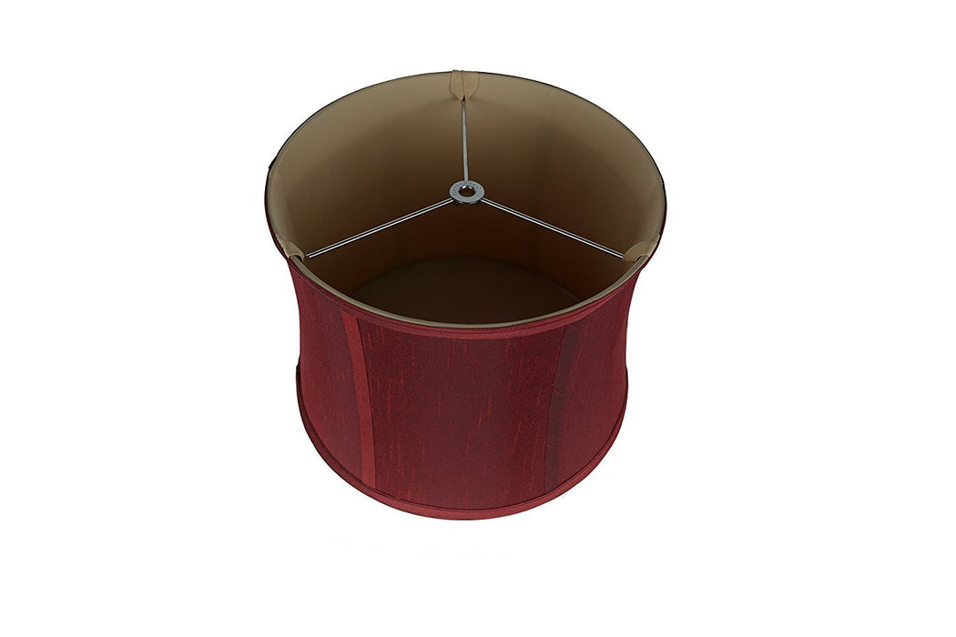 Softback Drum Lampshade, Faux Silk, 10x11x8", Burgundy, Spider