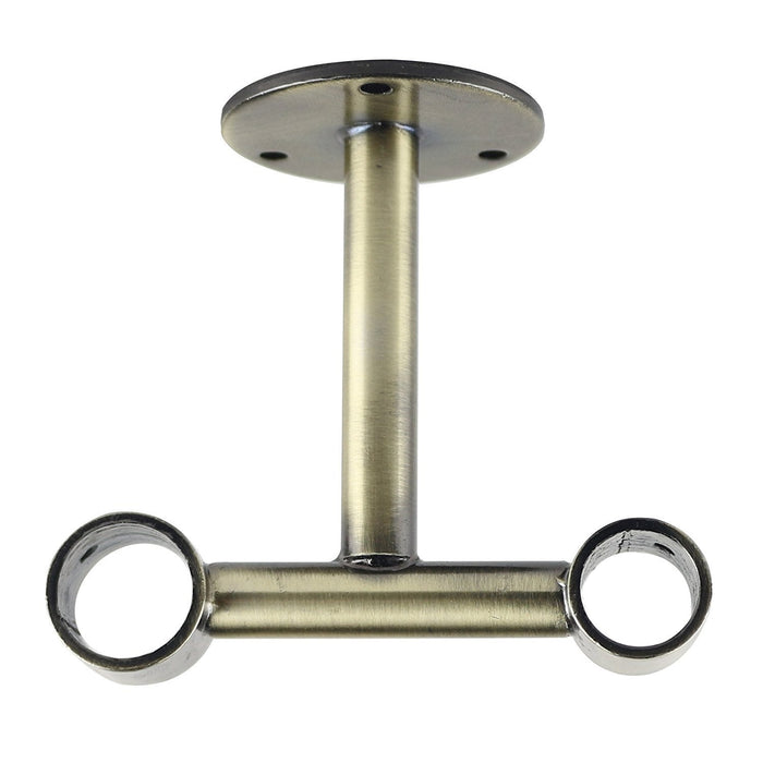 Double Ceiling Bracket for Curtain Rod, Fits 1-inch Front Rod and 3/4-inch Back Rod