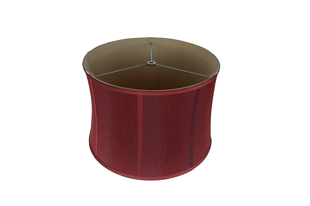 Softback Drum Lampshade,Faux Silk, 12-inch, Burgundy, Spider
