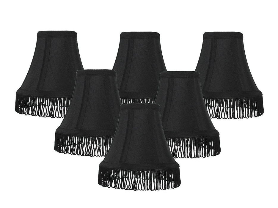 Silk 6-inch Bell with Fringe Chandelier Lamp Shade - 5 Colors