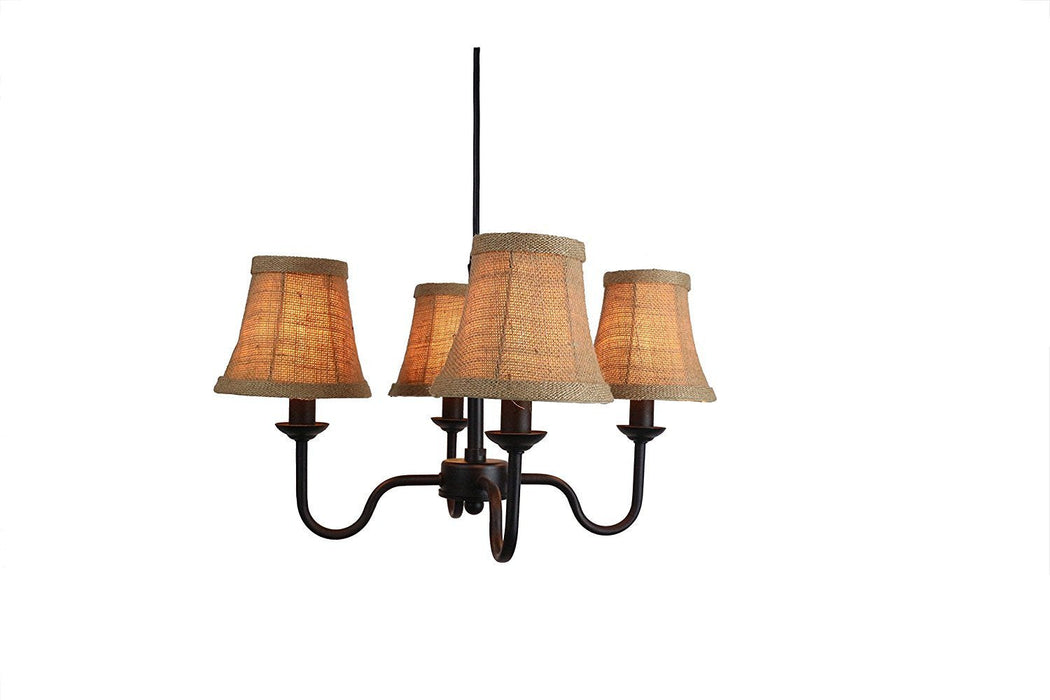 Portable Shire 4-Light Chandelier with Burlap Bell Shades