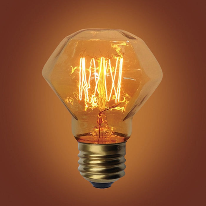 E26 Base Diamond Squirrel Cage Filament Vintage Edison Bulbs, 60 Watt, 3 5/8-inch Long