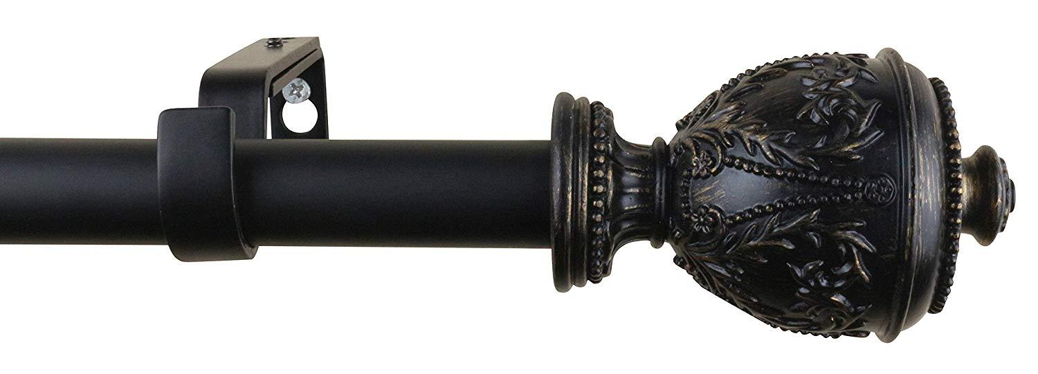 Urbanest 1-inch Diameter Grecian Urn Adjustable Single Drapery Curtain Rod