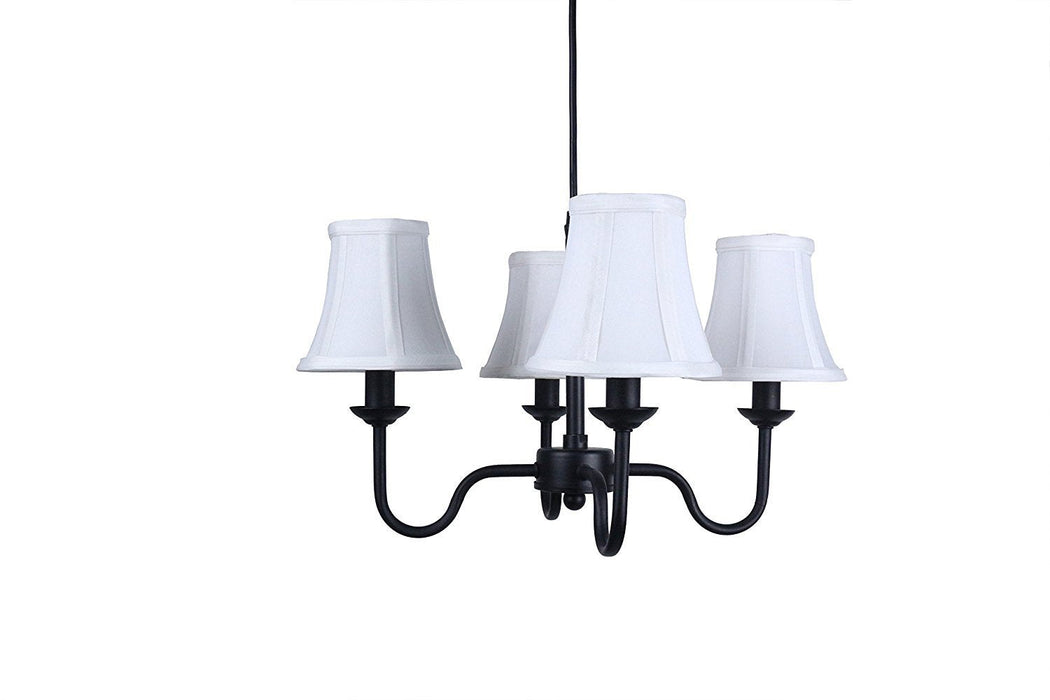 Portable Shire 4-Light Chandelier with Off White Silk Bell Shades