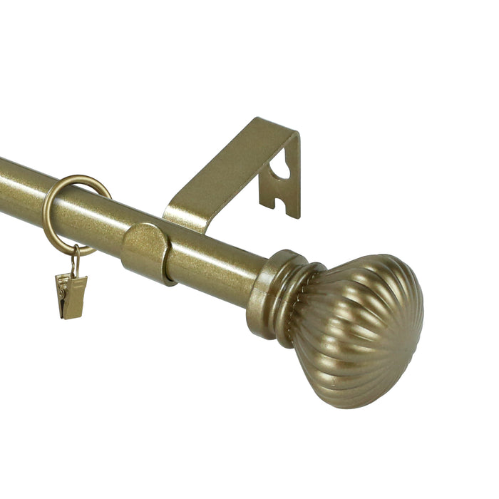Urbanest Fluted Ball Adjustable Single Drapery Curtain Rod Set with Rings, 5-8"