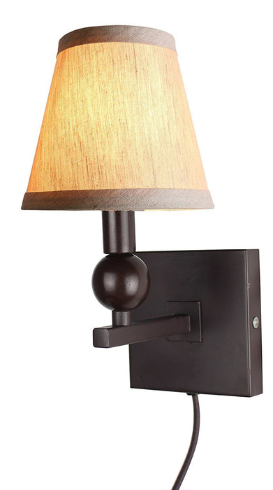 Zio Single Bulb Cord Wall Sconce with Oatmeal Linen Hardback Shades