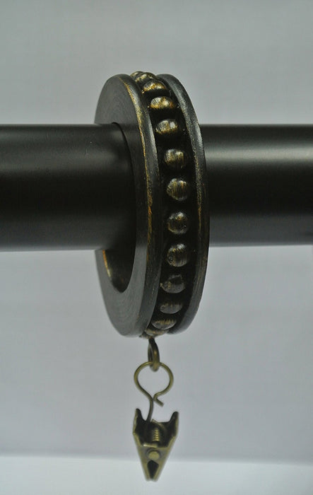 Set of 7 Beaded Edge Designer Curtain Rings in Burnt Gold