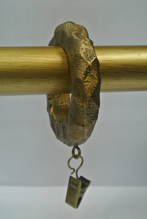 Set of 7 Hammered Designer Curtain Rings in Renaissance Gold Finish