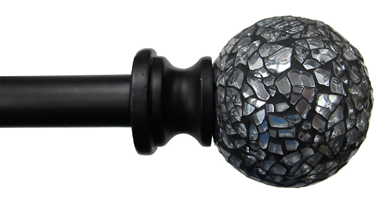 Adjustable Mosaic Finial Curtain Drapery Rod Set