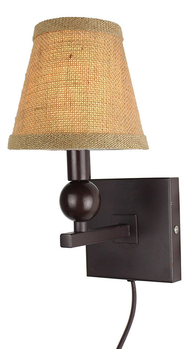 Zio Single Bulb Cord Wall Sconce with Burlap Hardback Shades