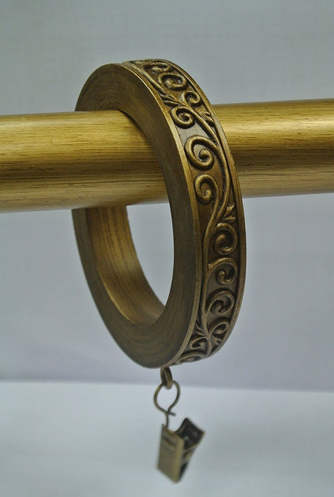 Set of 8 Large Scroll Designer Curtain Rings in Renaissance Gold