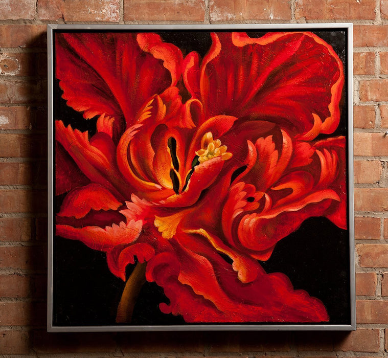 Framed Stretched Lily I Oil Painting 29"x29"