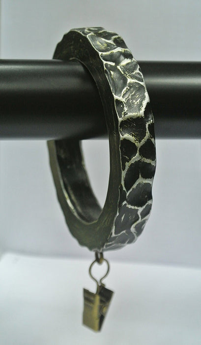 Set of 4 Large Hammered Designer Curtain Rings in Antique Silver Finish