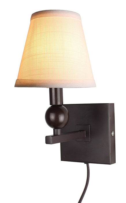 Zio Single Bulb Cord Wall Sconce with Off White Linen Hardback Shades
