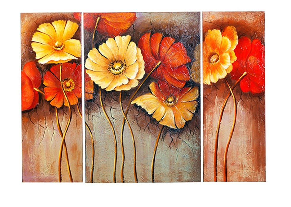 Framed Stretched Blooming Poppy Flowers Oil Painting 40"x27.5"h