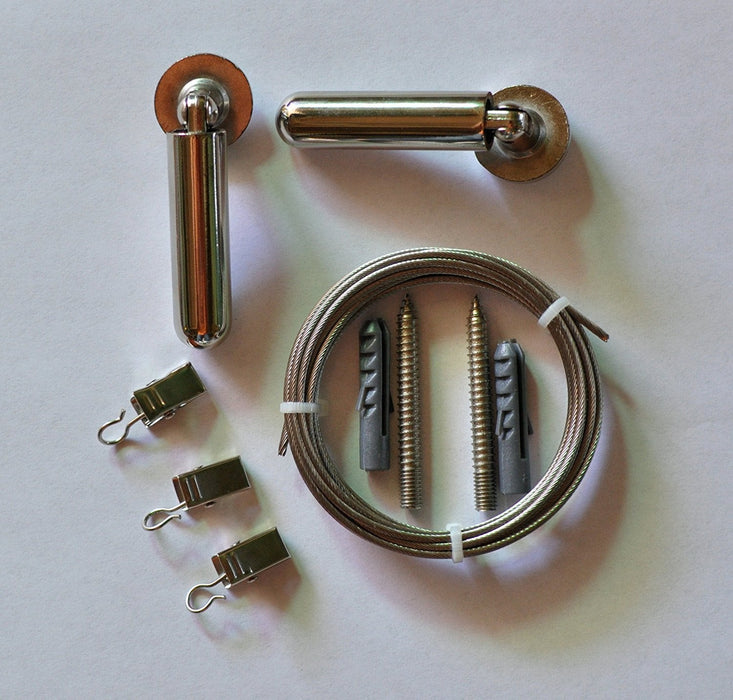 Curtain Drapery Cable Wire Rod Set System with 24 Clips