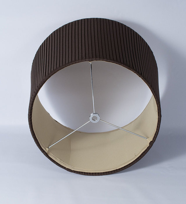 Faux Silk Box Pleated Drum Lampshade, 10x12x8.5", Chocolate, Spider Fitter