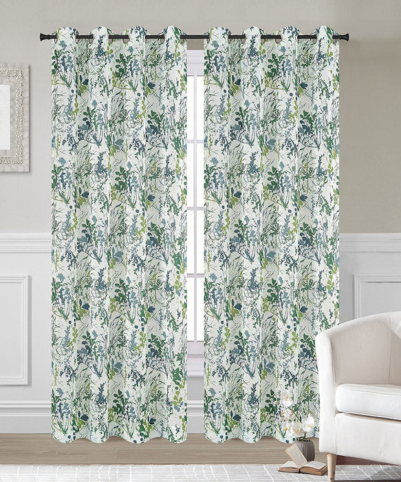 Set of 2 Fauna Faux Linen Sheer Curtain Panels